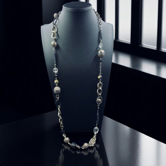 Loft Long Mixed Bead Necklace Statement Boho Layered Trendy Artisan Festival - Picture 1 of 8